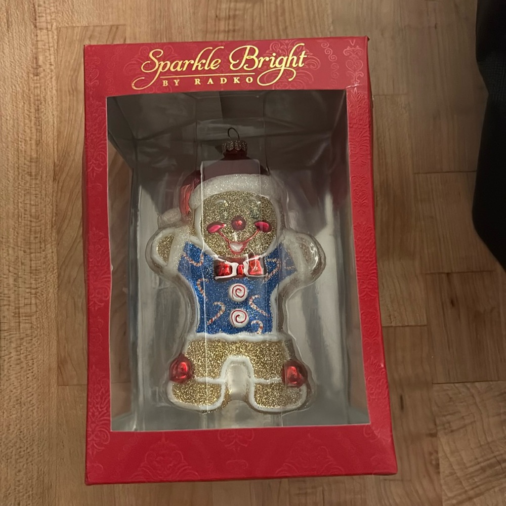 Radko Sparkle bright gingerman new in box! Rare! 90s